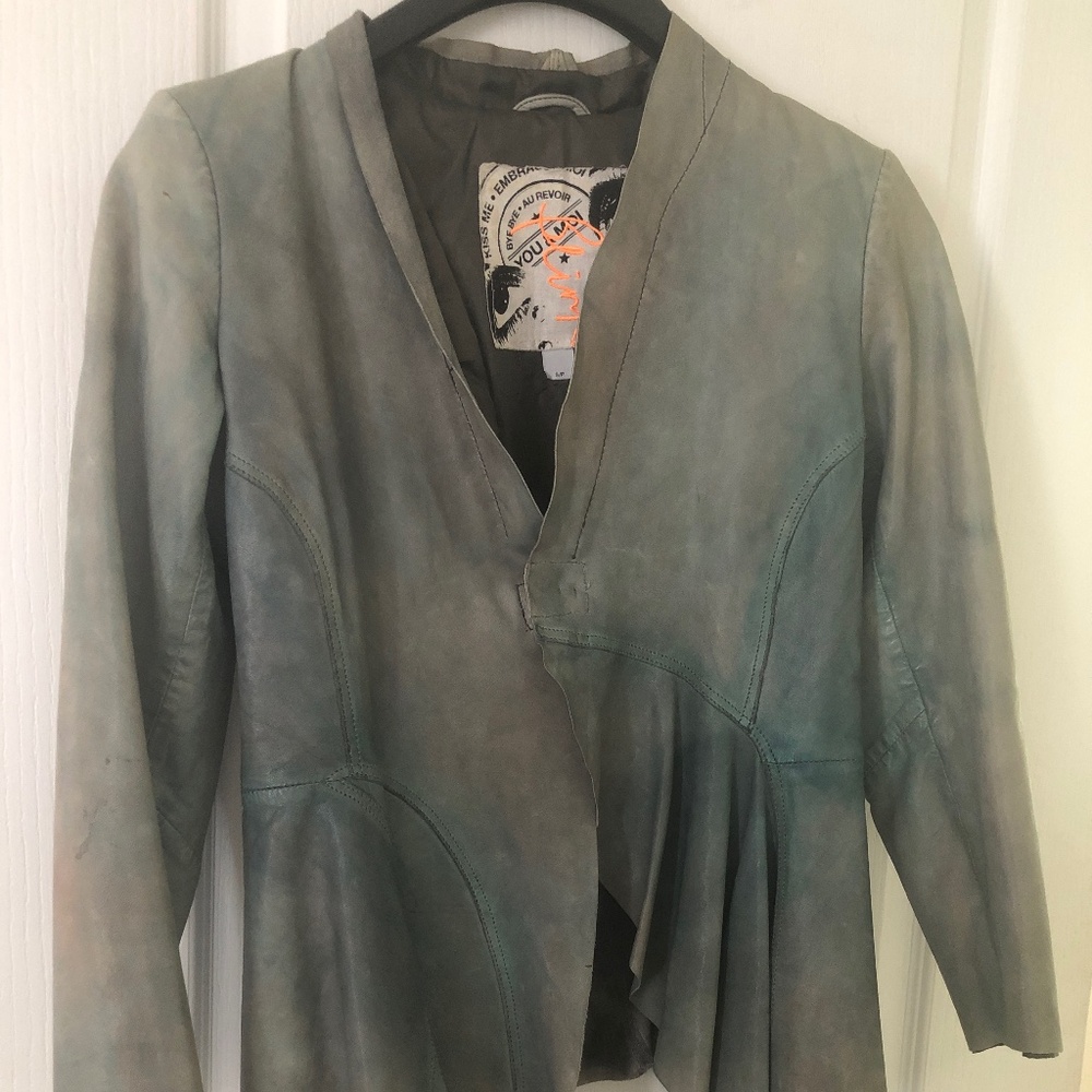 Distressed Raw unlined Small Blink Leather Jacket